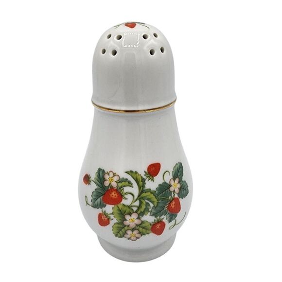 Vintage Avon 1978 Fine Porcelain 22K Gold Trim Red Strawberry Tall Sugar Shaker - Picture 1 of 7
